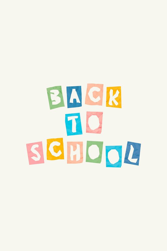 Back to school paper cut word typography font