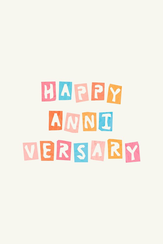 Happy anniversary paper cut phrase typography font