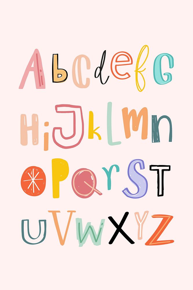 Alphabets doodle typography vector set