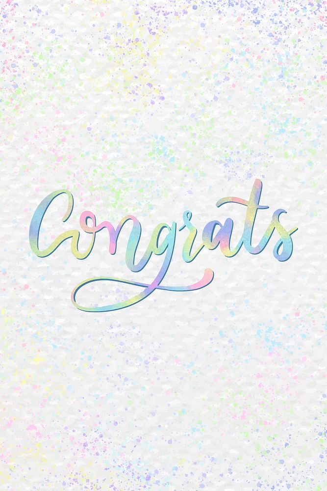 Congrats pastel word calligraphy message typography