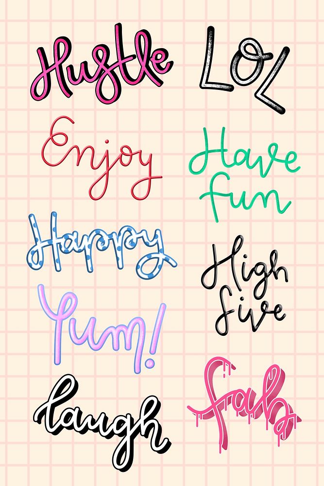 Doodle cursive fun words typography