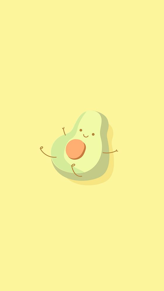 Half an avocado character phone background vector