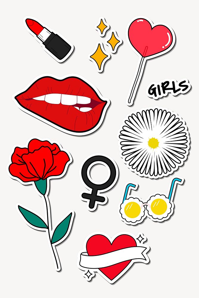 Set of sticker doodle vector
