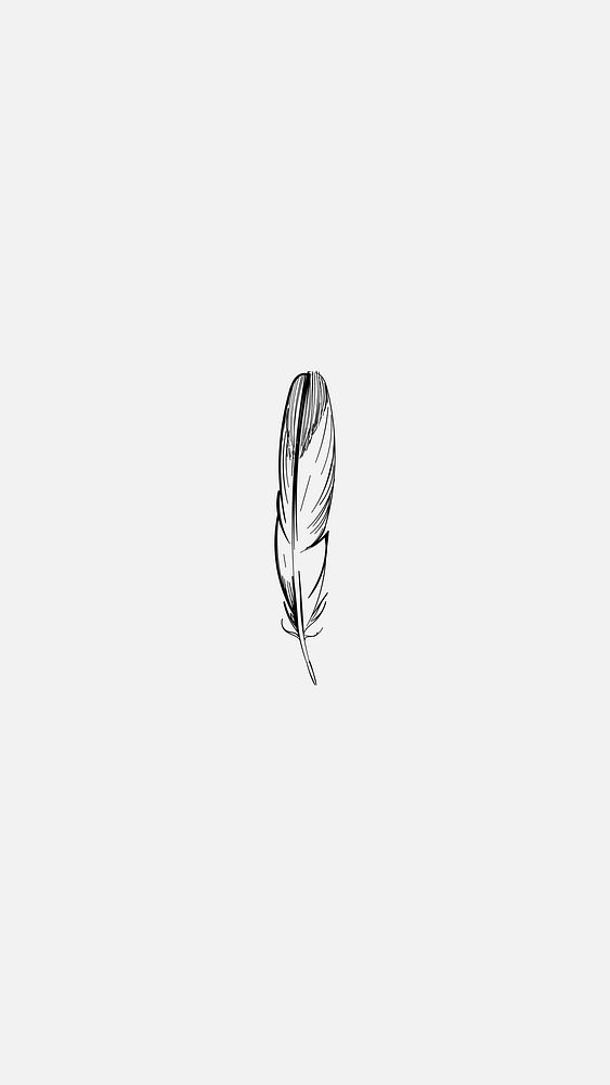 Black and white feather mobile wallpaper vector