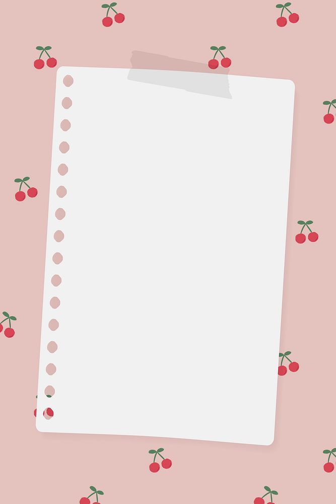 Blank notepaper on red cherry pattern social template vector