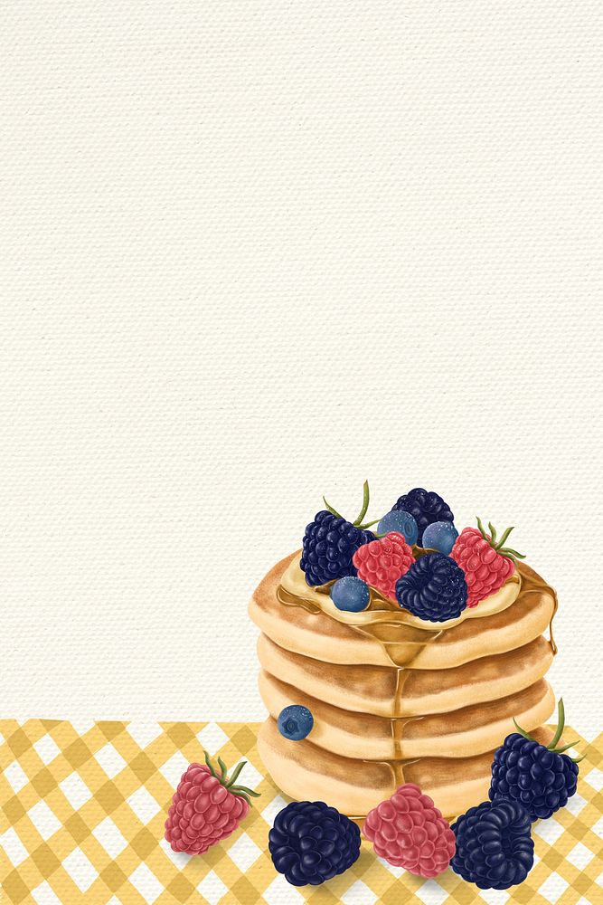 Hand drawn stacked breakfast pancakes banner mockup