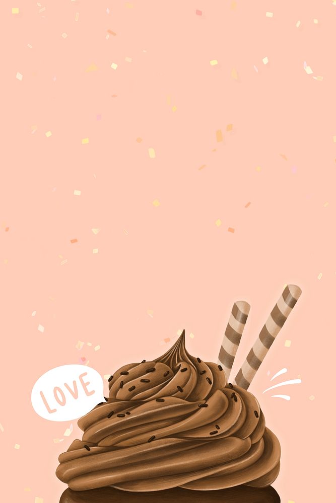 Hand drawn sweet chocolate frosted cupcake banner mockup
