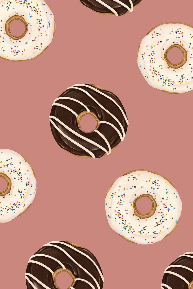 Doughnuts patterned on pink background mockup