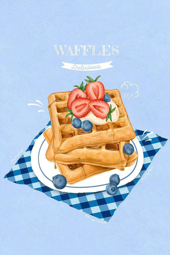Hand drawn sweet waffles mockup