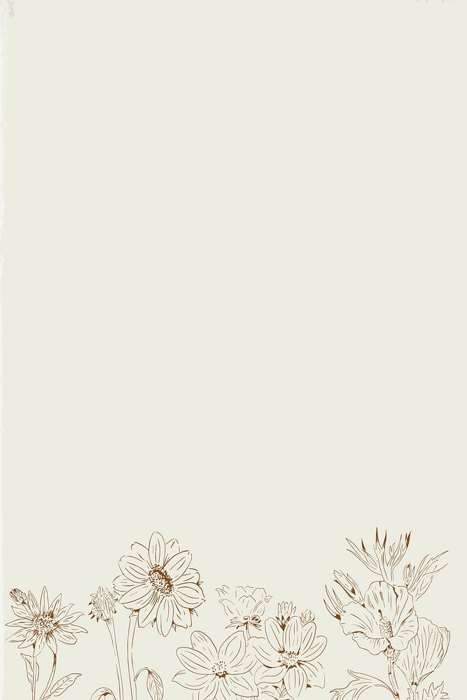 Hand drawn wildflowers patterned on beige background template vector