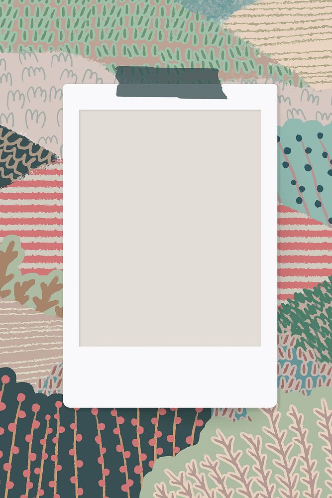 Blank photo frame on abstract landscape background vector