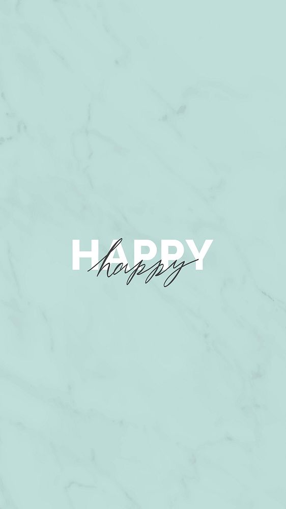 Happy typography on a green background mobile wallpaper vector