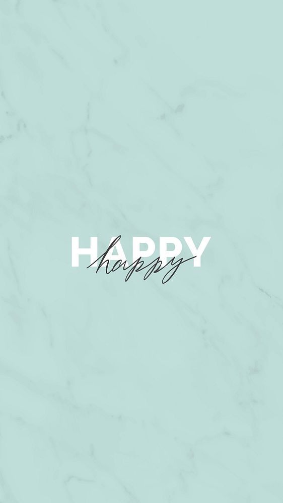 Happy typography on a green background mobile wallpaper