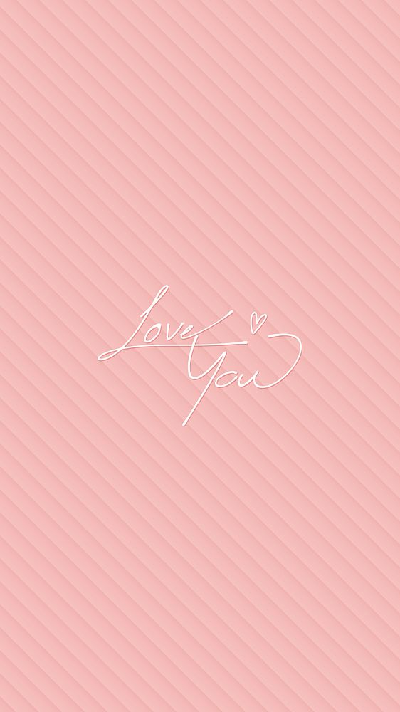 Love you typography on a pink background mobile wallpaper vector