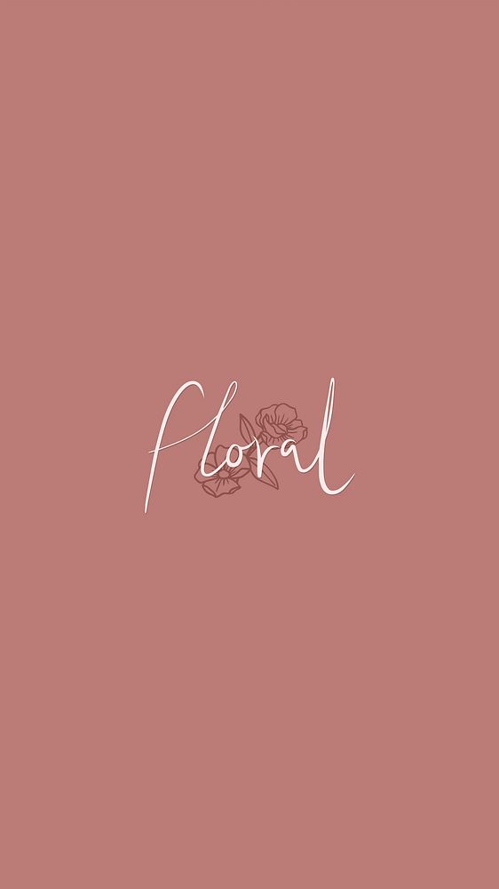Floral text on a pink background mobile wallpaper