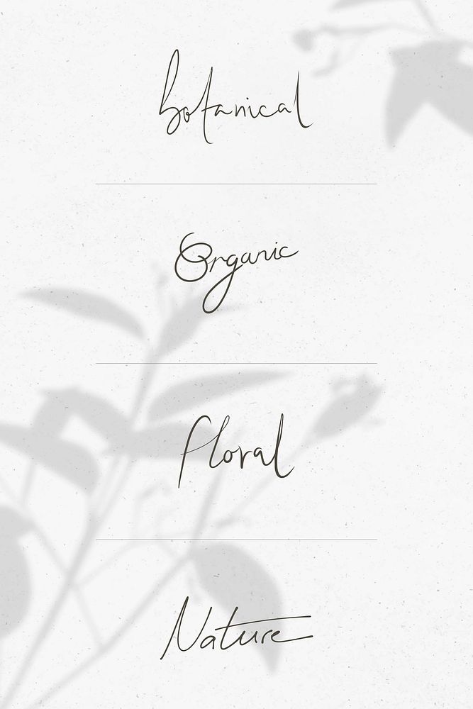 Nature words in minimal handwritten typography style vector