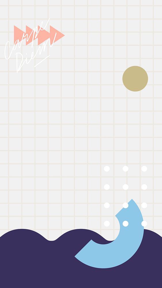 Cute geometric ocean patterned phone background vector