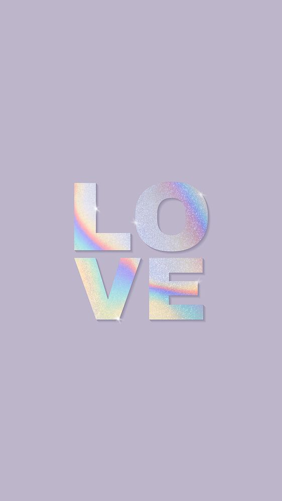 Pastel holographic typography mobile phone wallpaper vector