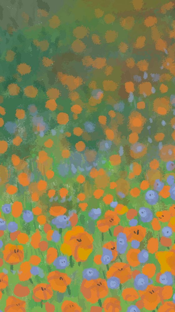 Blooming poppy field mobile phone wallpaper vector