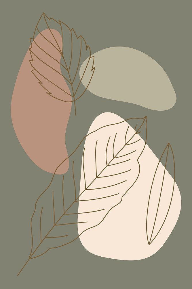 Leaf line art pattern background vector