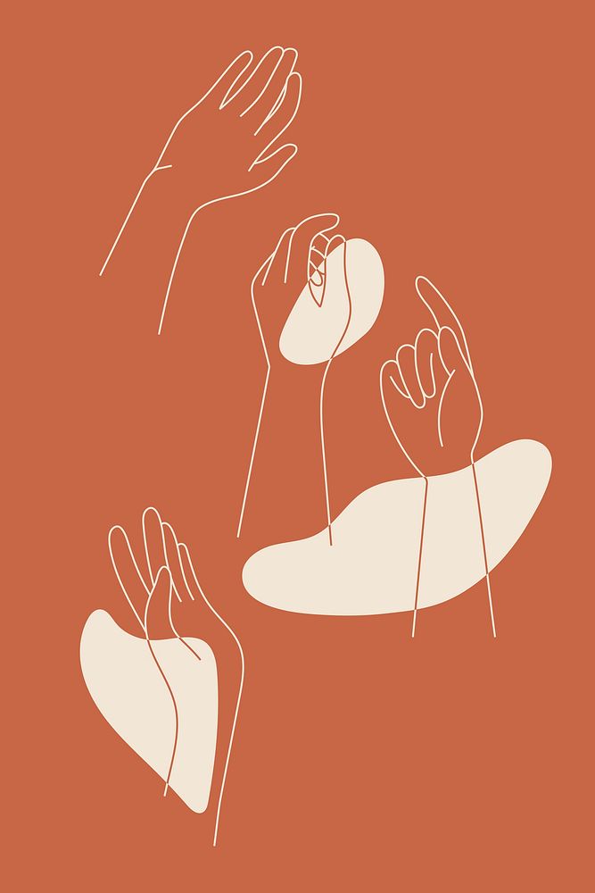 Woman hands line art vector