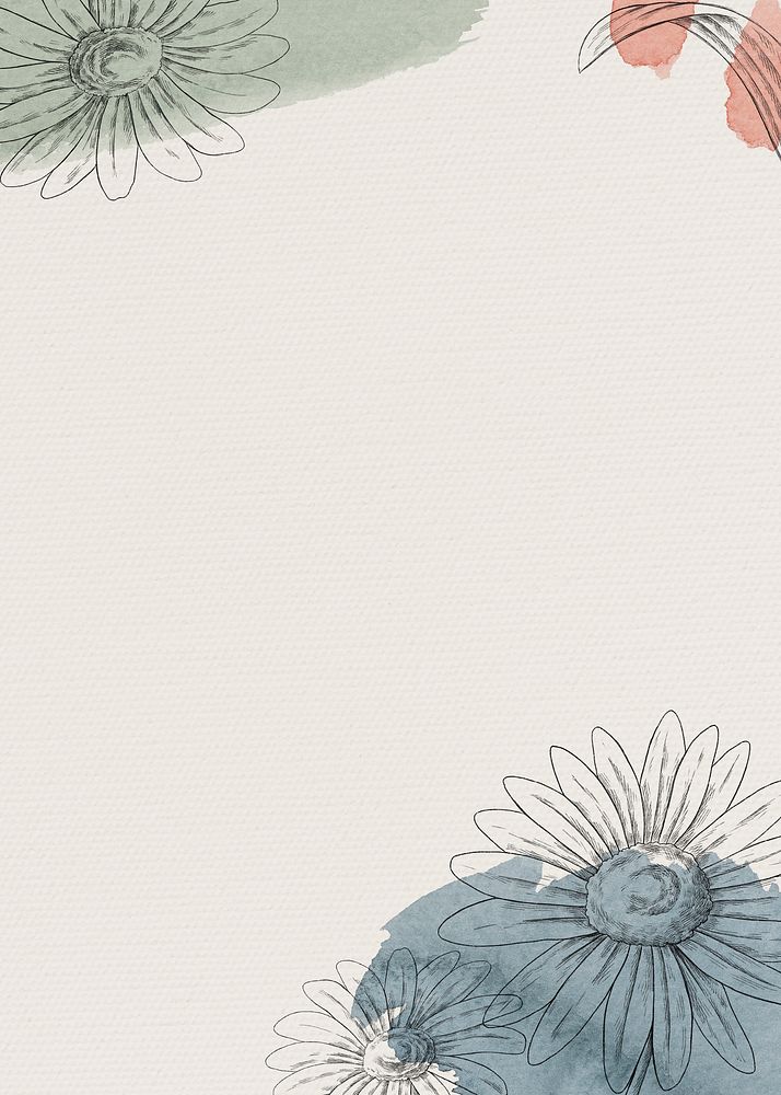 Daisy flower frame on beige background illustration
