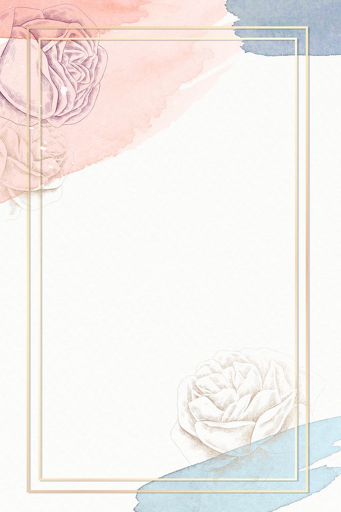 Blooming rose floral frame mobile phone wallpaper illustration