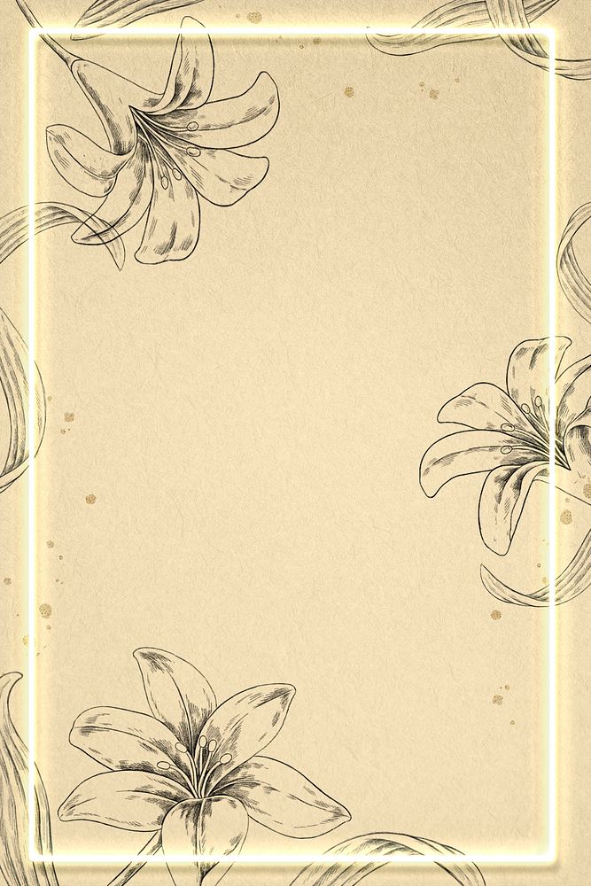 Lily flower frame mobile phone wallpaper illustration