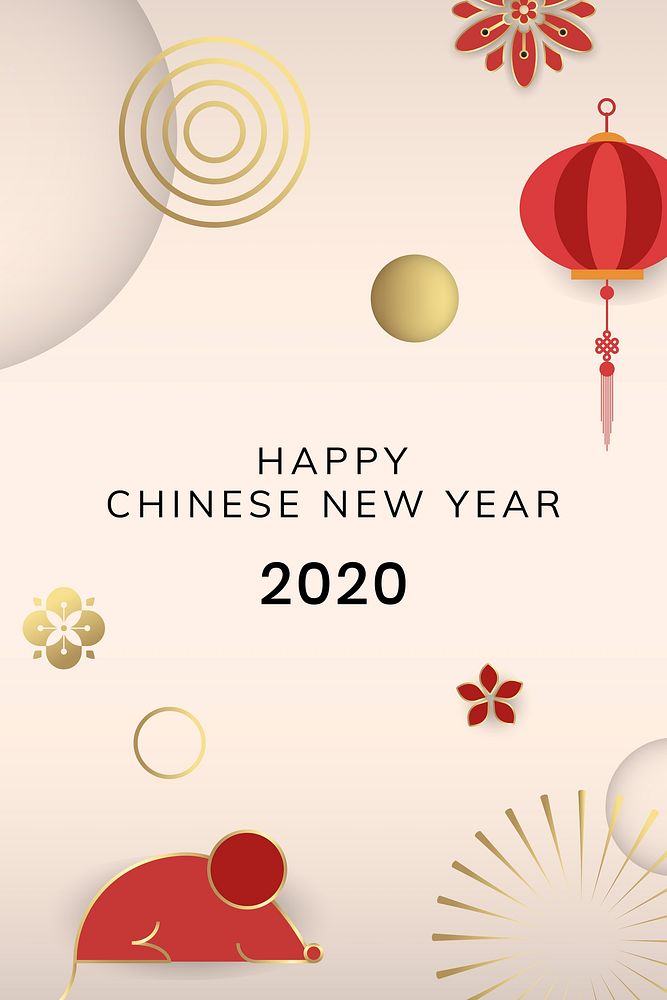 The year of the rat 2020 background vector