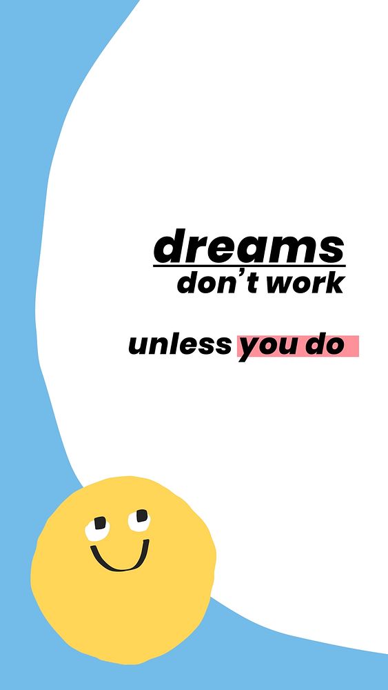 Motivational quote with cute doodle emoticon social media banner