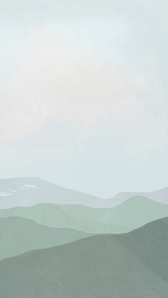 Landscape phone lockscreen wallpaper vector with green mountains illustration