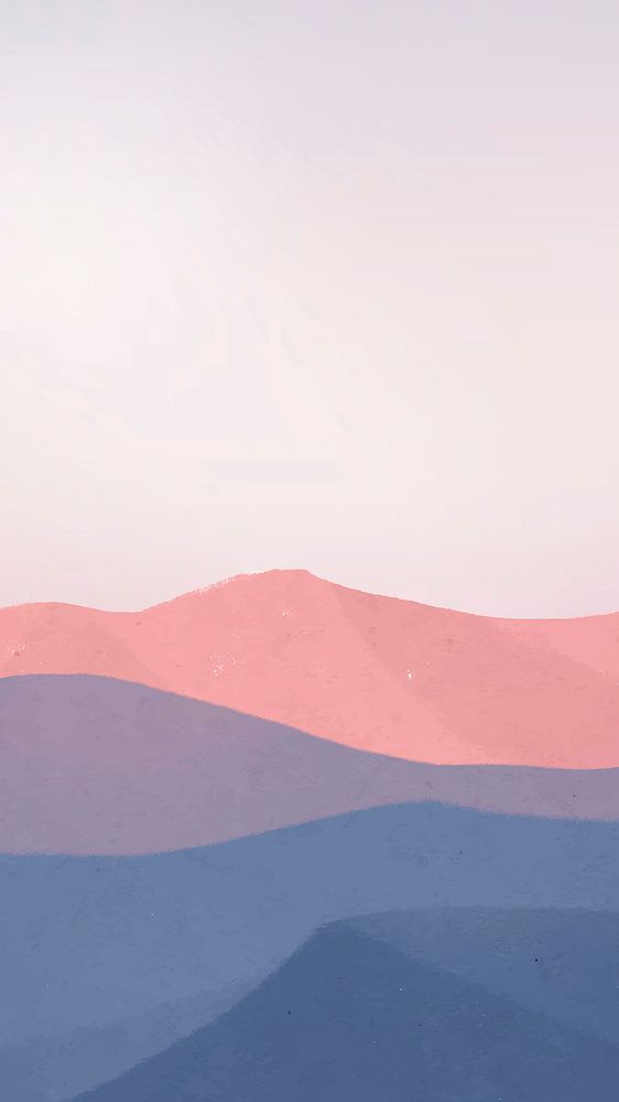 Landscape phone lockscreen wallpaper vector with pink mountains illustration