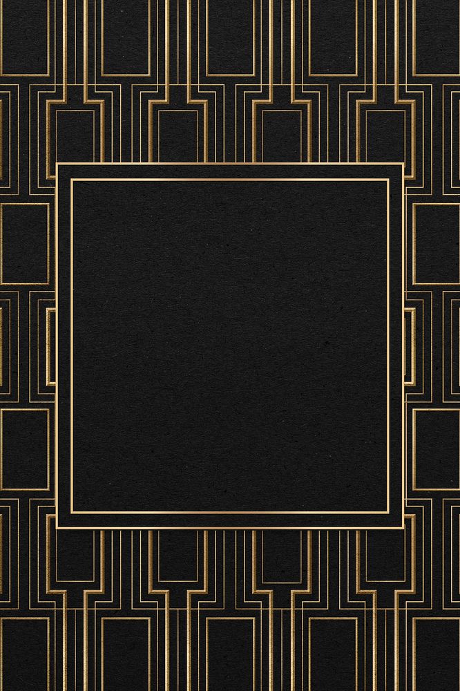 Art deco psd frame with geometric pattern on dark background