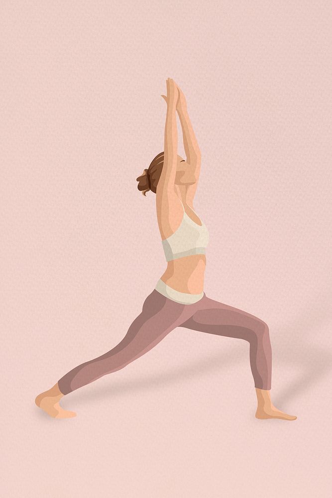 Yoga warrior I pose vector minimal illustration