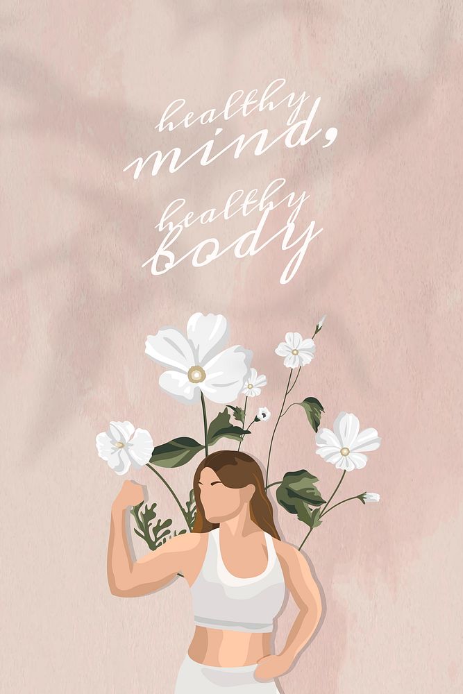 Motivational quote editable template vector health and wellness yoga woman color floral social media post