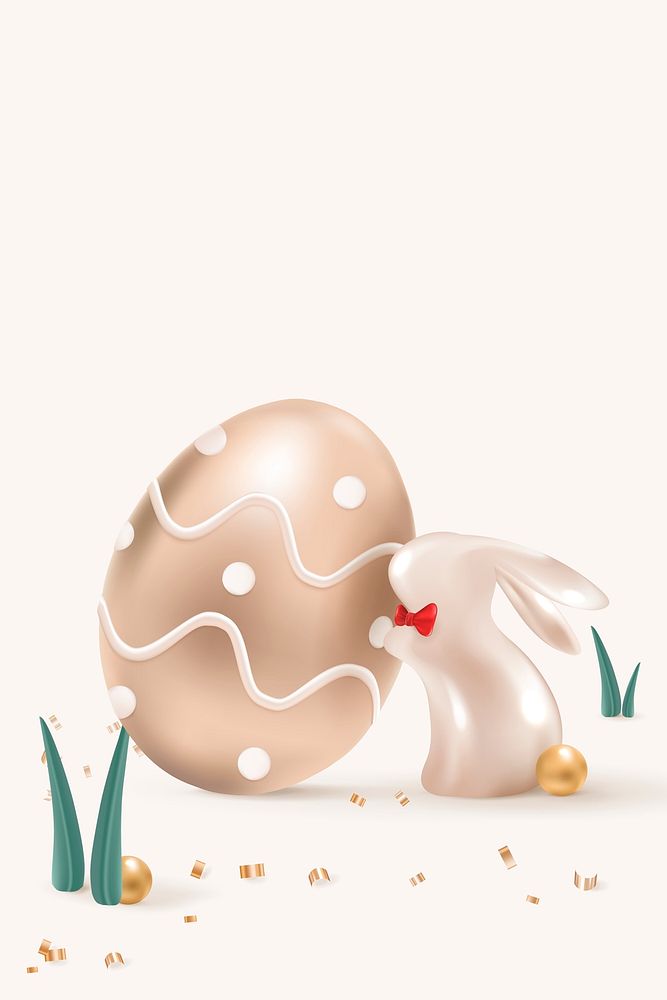 Rose gold Easter background psd 3D celebration with bunny and eggs