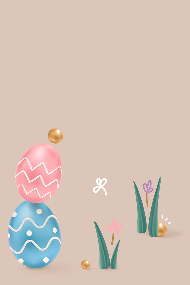 Easter festival brown background psd with 3D colorful eggs