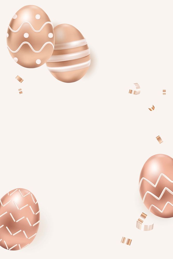Easter eggs 3D border psd in rose gold on beige celebration background