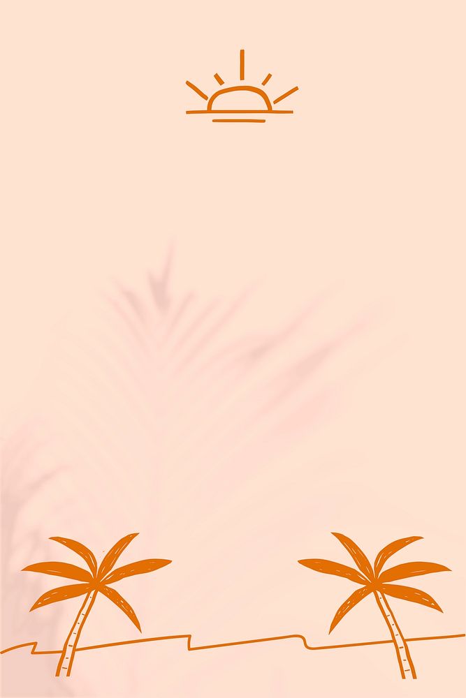 Summer beach border background psd with beige and orange doodles
