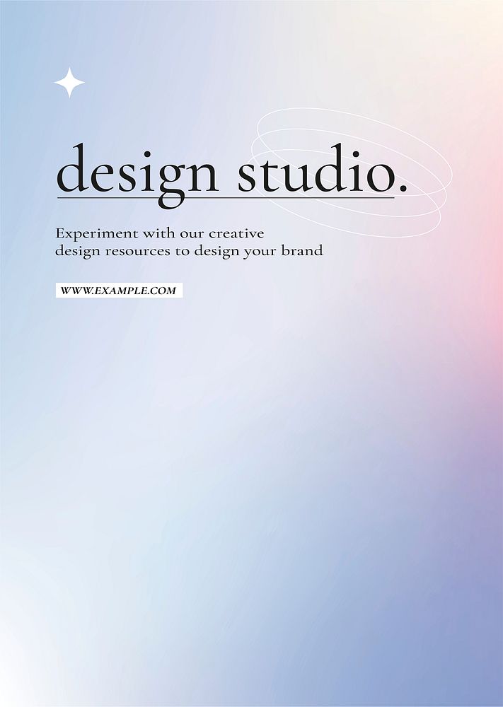 Design studio poster vector on pastel purple and pink gradient graphic