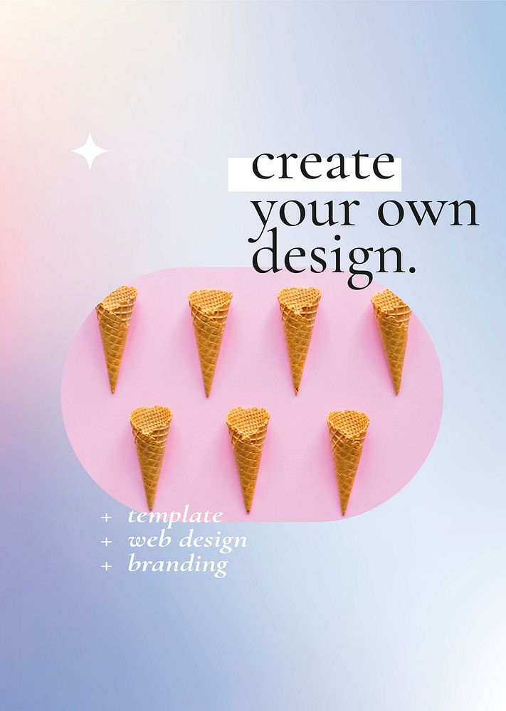 Create your own design psd editable poster on colorful gradient background