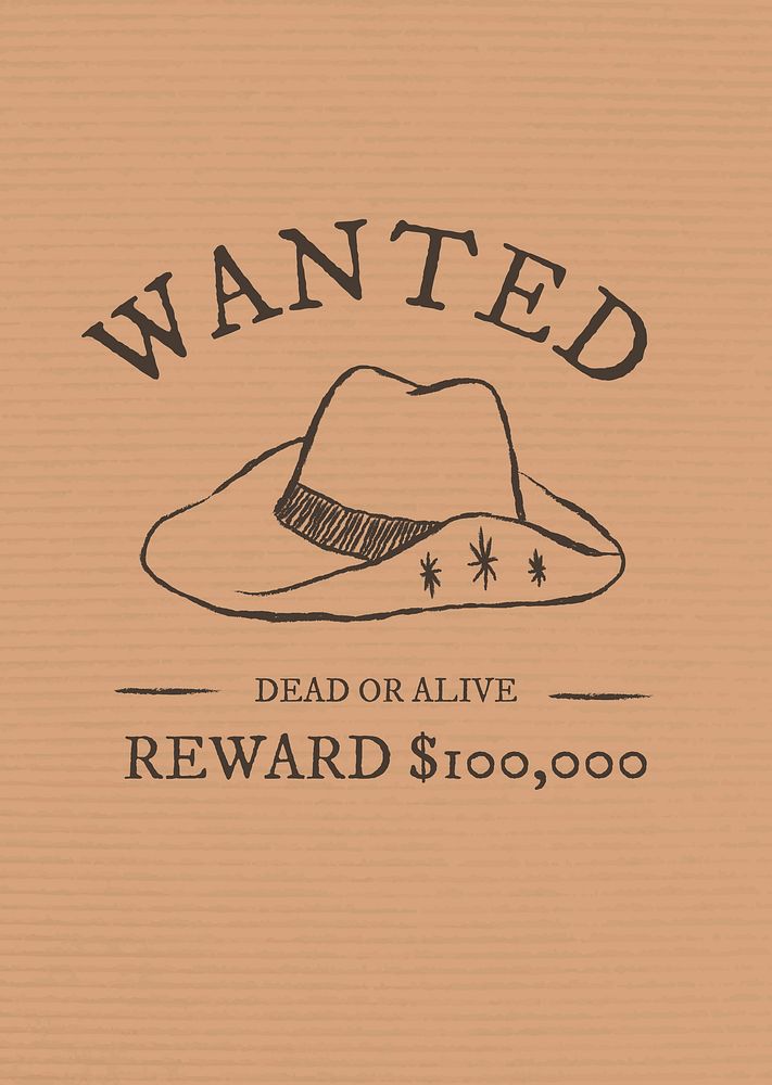 Vintage wanted poster template psd cowboy theme with editable text