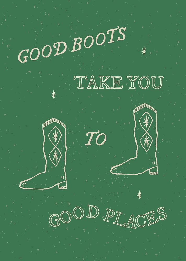 Vintage poster template psd with cowboy boots illustration