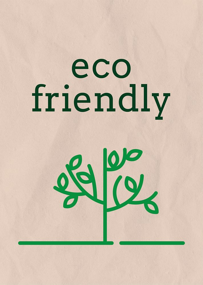 Poster template vector with eco friendly text in earth tone