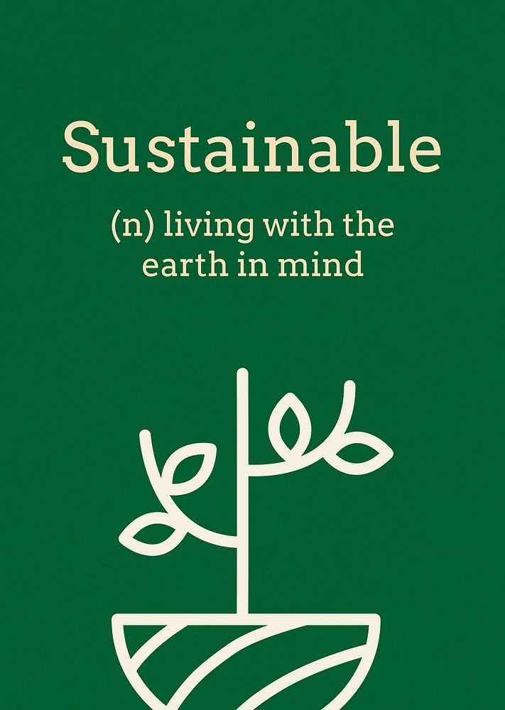 Sustainability poster template psd with text text in earth tone