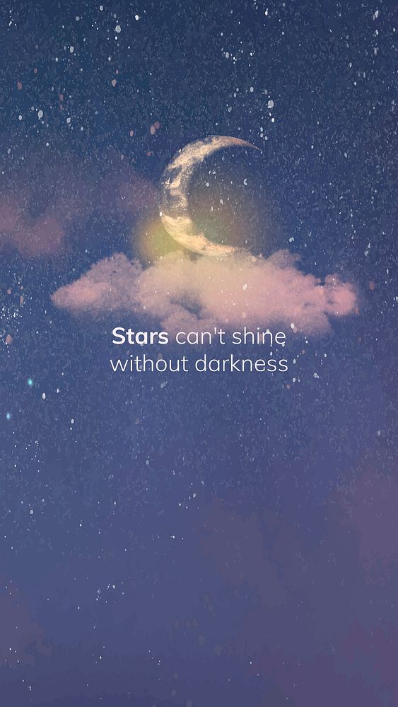 Night sky story template vector for social media with editable quote, stars can&rsquo;t shine without darkness