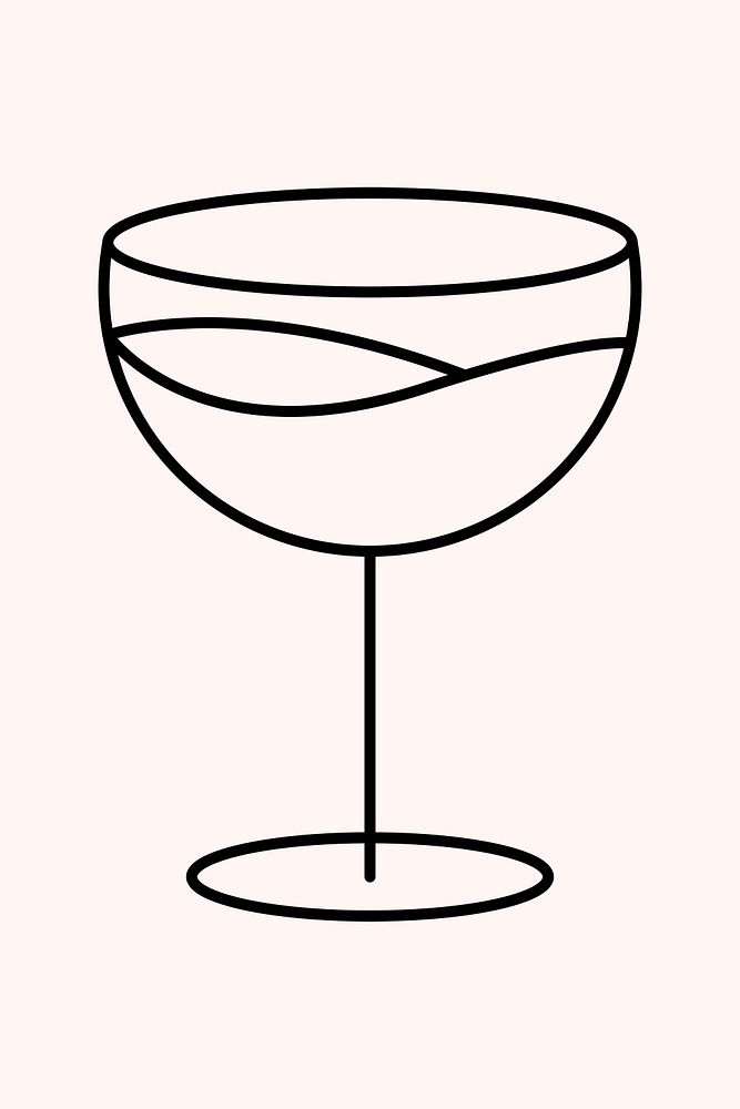 Minimal cocktail glass psd graphic line art style