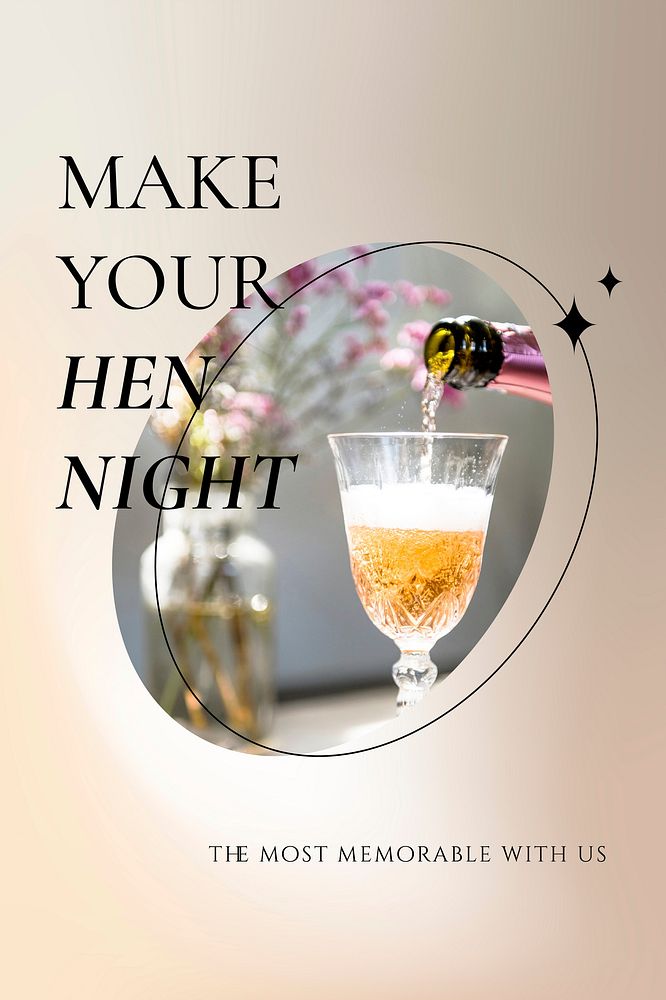Bar campaign poster template vector with champagne glass photo