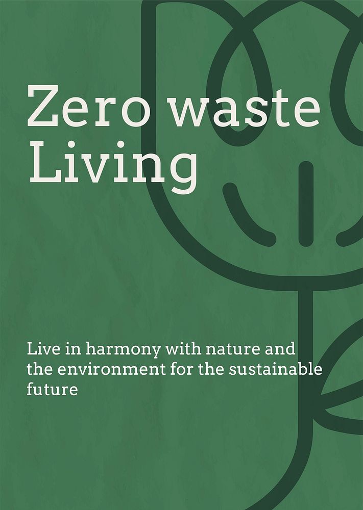 Zero waste poster template psd in earth tone