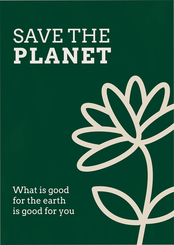Eco poster template psd with save the planet text in earth tone